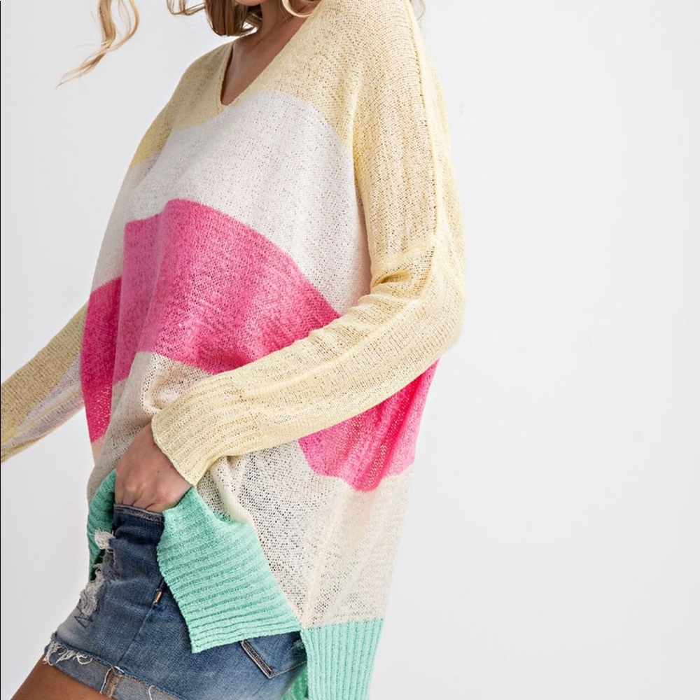Chloe Sweater in Lemon Fuchsia